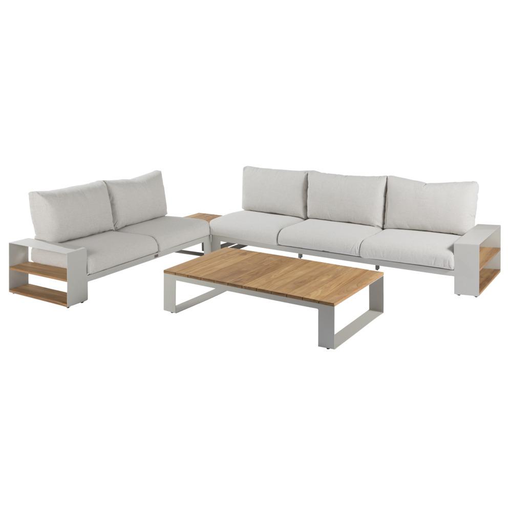 Naterial Surrey Corner Sofa Set Teak White - 4pcs