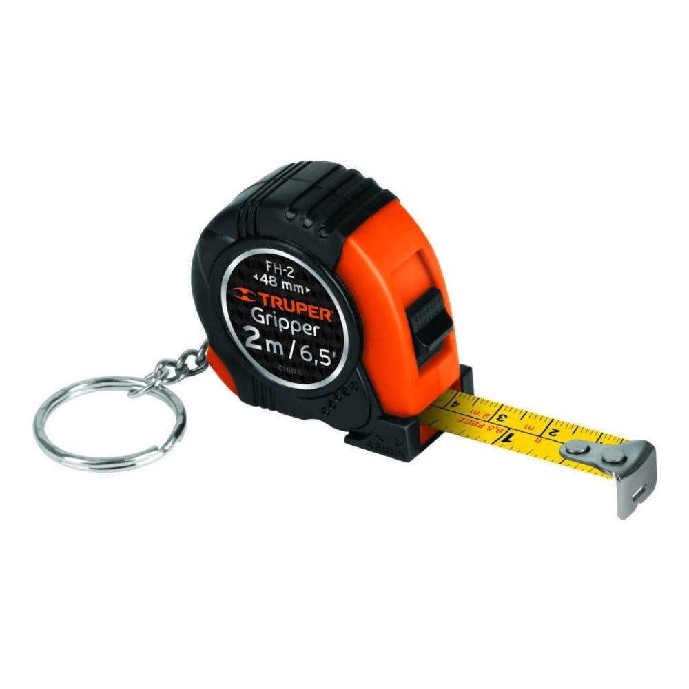 Truper Gripper Measuring Tape with Keychain 2m