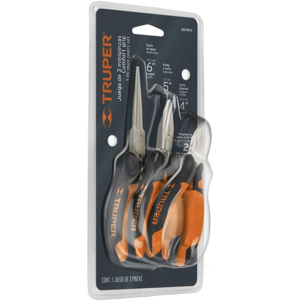 Truper Mini Plier Set with Comfort Grip