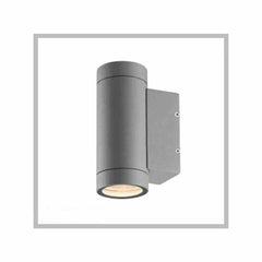Lead Lux Cylinder Up and Down Wall Light with GU10 Sockets - Grey IP54