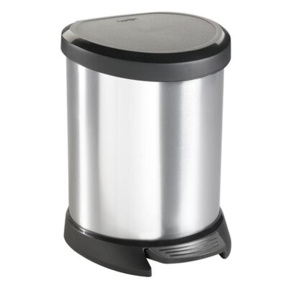 Curver Deco Bin Half Round 5L with Pedal - Silver