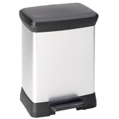 Curver Deco Bin Rectangular 30L with Pedal - Silver