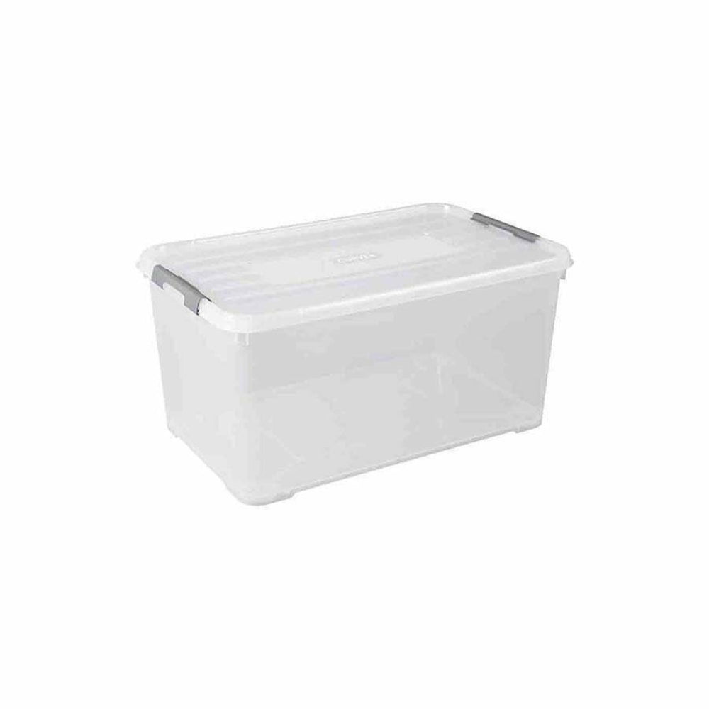 Curver Handy Storage Box 115L with Lid and Wheels - Transparent