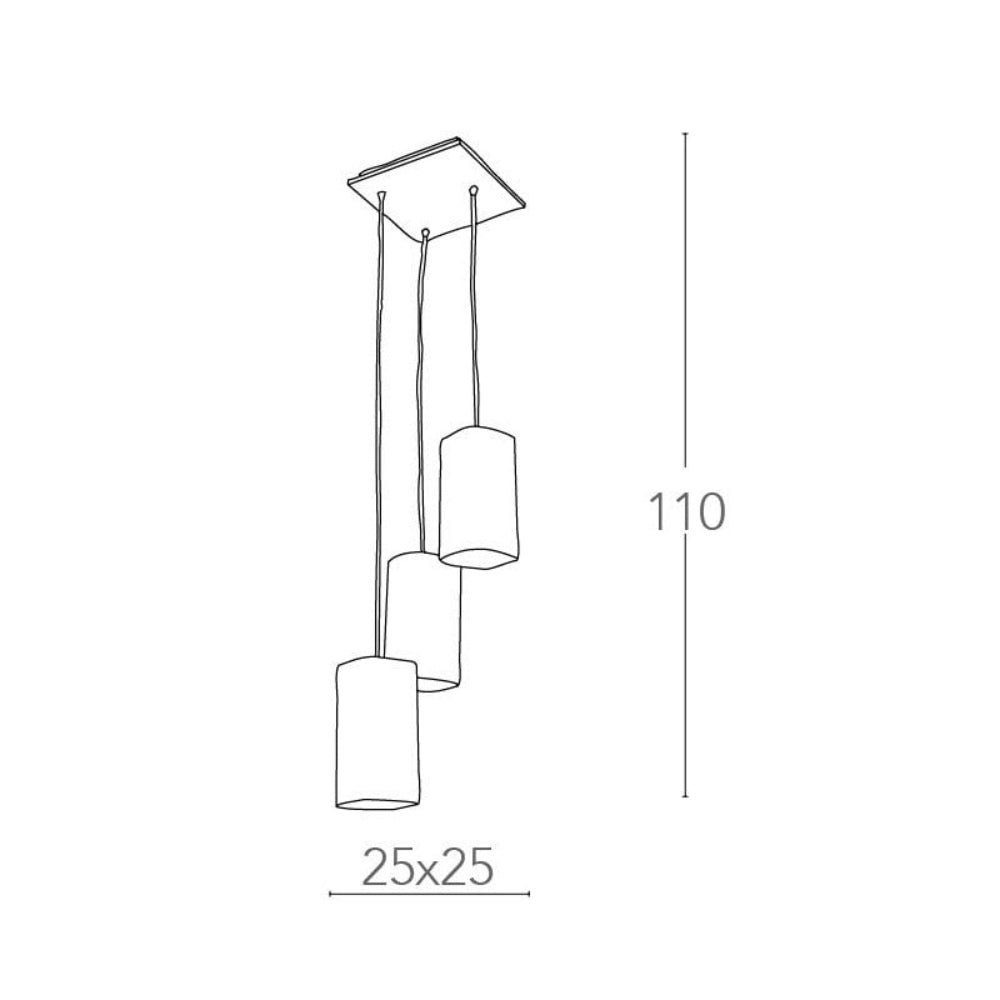 Fan Europe Chandelier with 3 Square Suspensions - White Glass Metal Modern E27