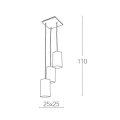 Fan Europe Chandelier with 3 Square Suspensions - White Glass Metal Modern E27