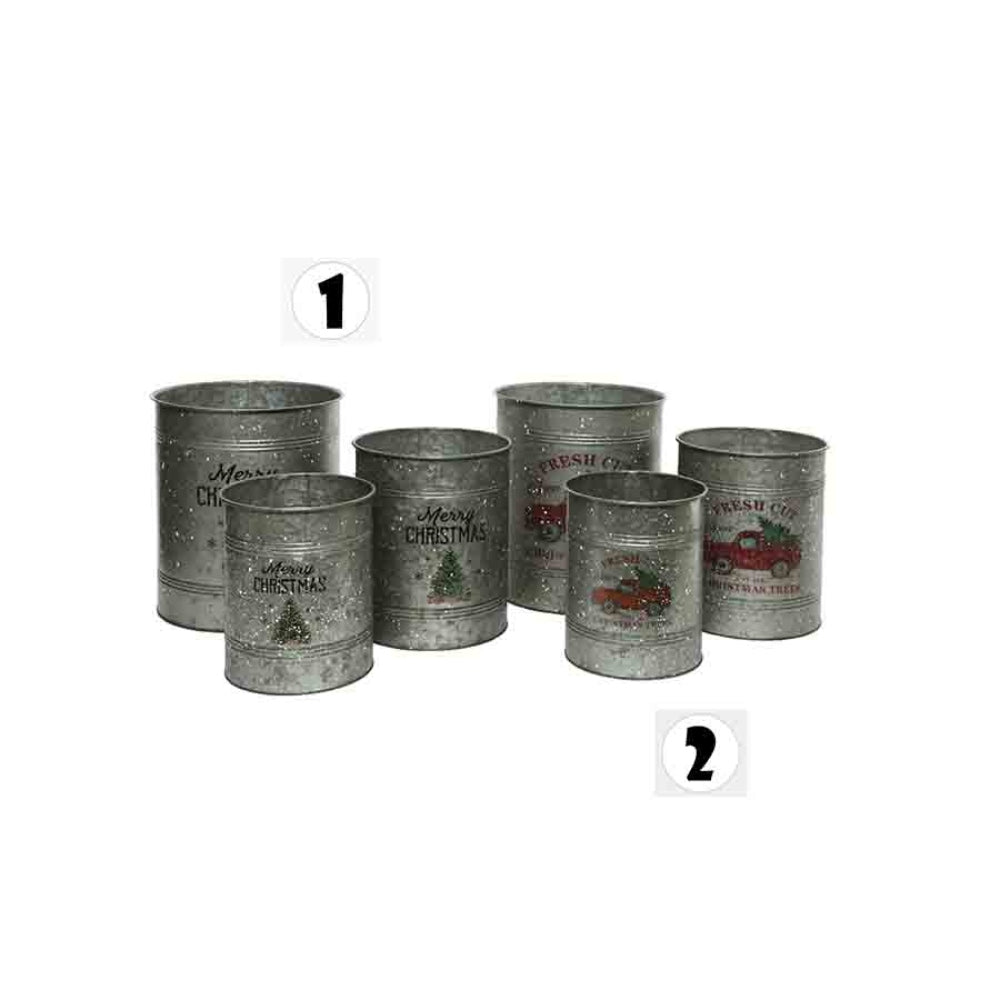 Decoris Zinc Planter with Snow - 2 Assorted