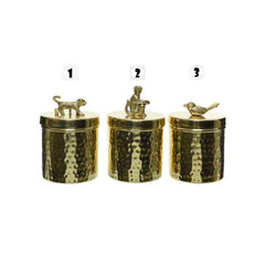 Decoris Aluminium Gold Storage Pot with Animals - 3 Assorted