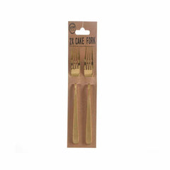 Kitchen Goods Stainless Steel Cake Fork Set of 2 Pieces - Gold