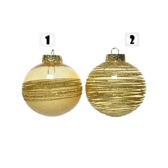 Decoris Shatterproof Bauble with Gold Rings 8cm - 2 Assorted Gold