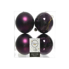 Decoris Shatterproof Baubles Box of 4 Pieces 10cm - Royal Purple