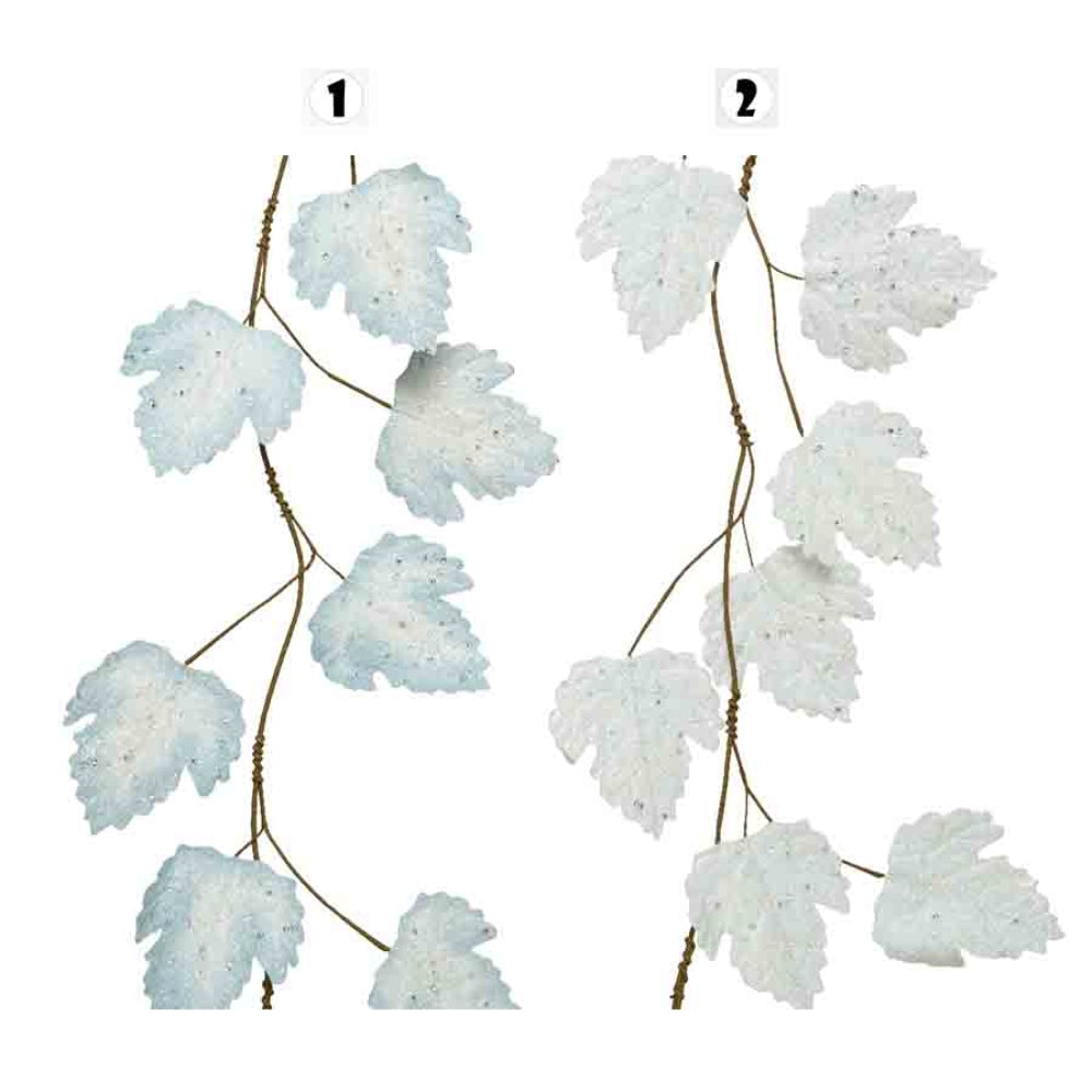 Decoris Plastic Leaf Garland with Glitter 115cm - 2 Assorted Colours