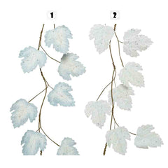 Decoris Plastic Leaf Garland with Glitter 115cm - 2 Assorted Colours