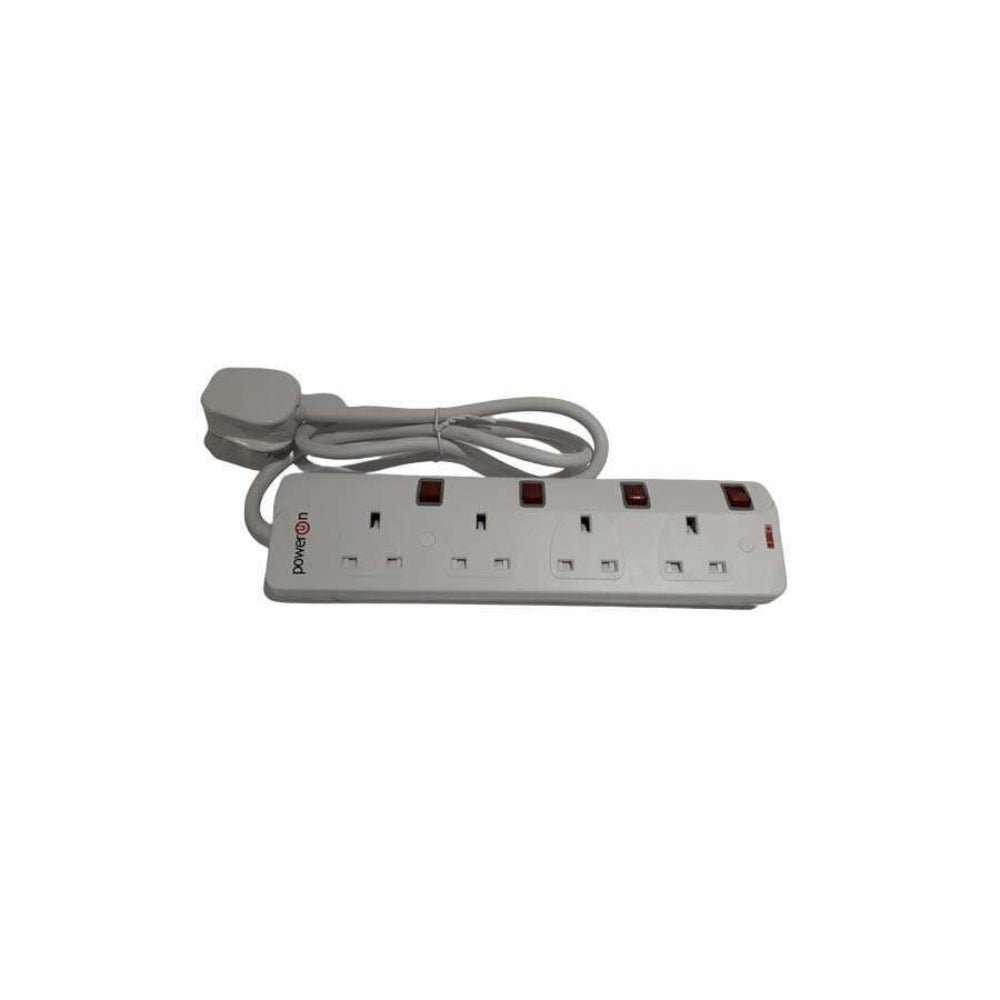 Power-On 4 Gang BS Extension Socket with 1m cable