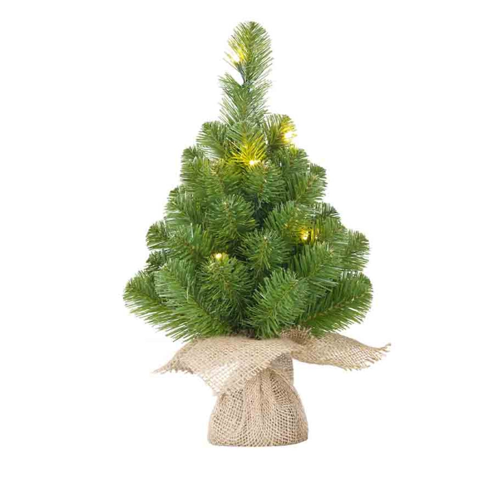 House of Seasons Norton Pre-Lit Christmas Tree 10 Led with Burlap Base 45cm