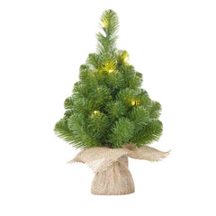 House of Seasons Norton Pre-Lit Christmas Tree 10 Led with Burlap Base 45cm