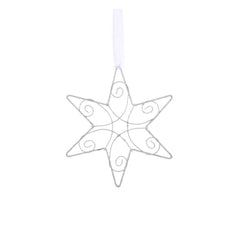 House of Seasons Hanging Hollow Star with Glitter 20cm - Silver