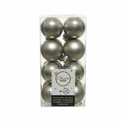 Decoris Shatterproof Baubles Box of 16 Pieces 4cm - Misty Grey