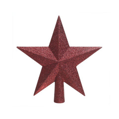 Decoris Shatterproof Star Tree Topper 20cm with Glitter - Oxblood