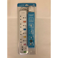 Luce Extension Socket 4 Gang with 3m Cable, 2 USB Sockets and Surge Arrestor