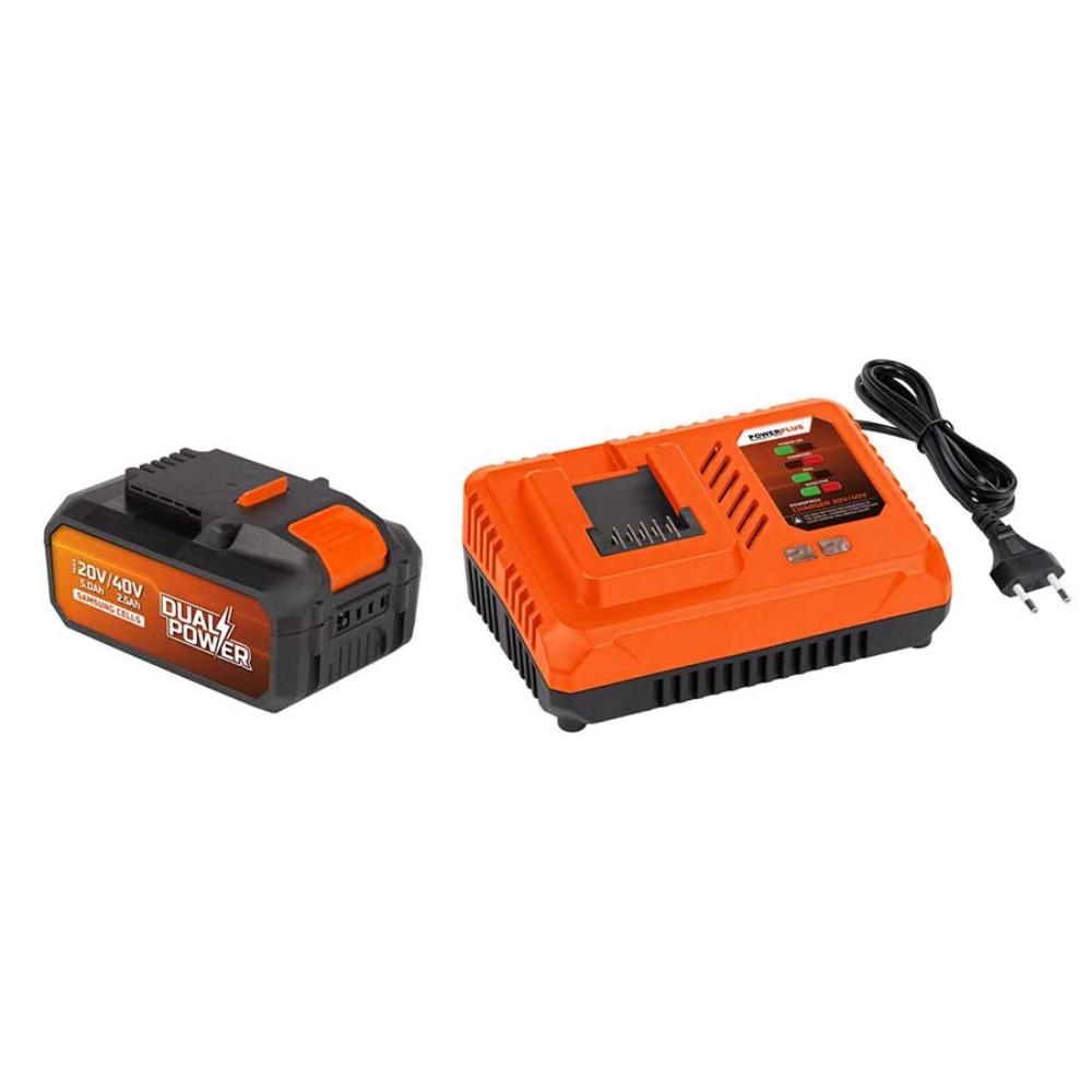 Powerplus Dual Power Starter Battery Set 2.5Ah with Charger 20V