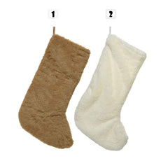 Decoris Polyester Stocking Stocking with Faux Fur and Jute Bow 43cm