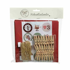 Decoris DIY Paper Bag Advent Calendar with Wooden Clips, Numbered Stickers and String