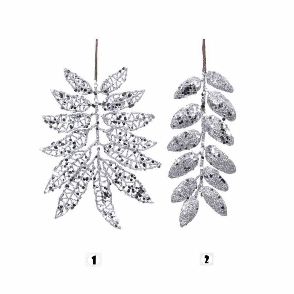 Decoris Plastic Spray Branch with Glitter 27cm - 2 Assorted