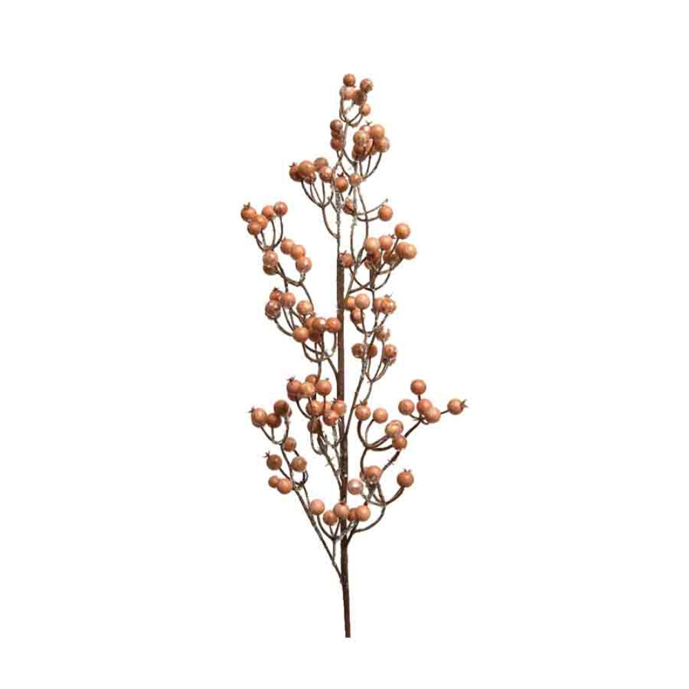 Decoris Spray Foam Glitter Berries on Stem 70cm - Camel Brown