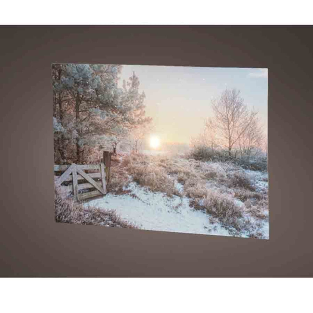 Lumineo Canvas Steady Led Winter Scenery 78 x 58cm