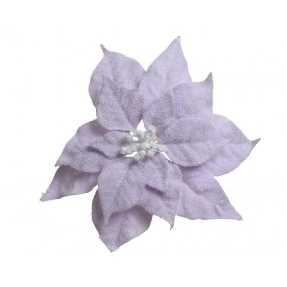 Decoris Clip-On Silk Poinsettia with Snowy Finish - Lilac