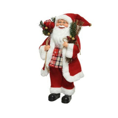 Decoris Polyester Santa Figure with Giftbag 45cm