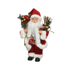 Decoris Polyester Santa Figure with Giftbag 30cm