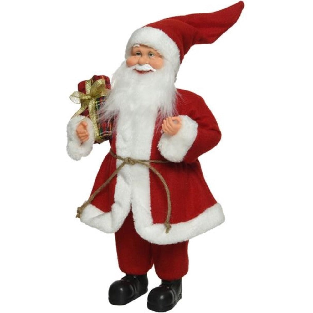 Decoris Polyester Santa Figure with Gift 45cm - Red