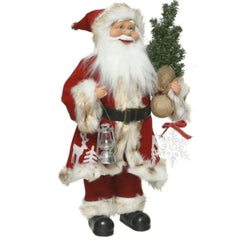 Decoris Polyester Santa Figure with Deer Jacket and Tree 30cm