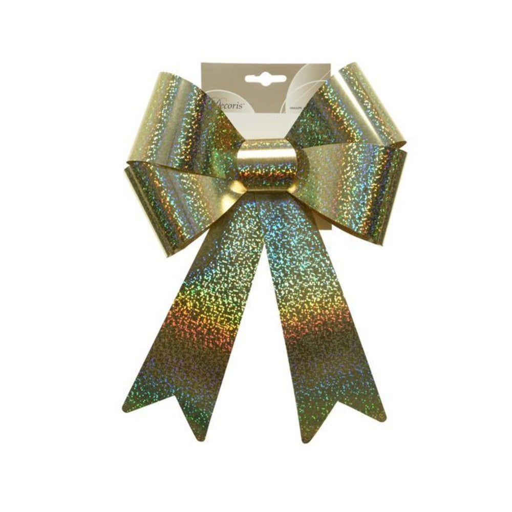 Decoris Plastic Bow with Laser Effect 32cm - Gold