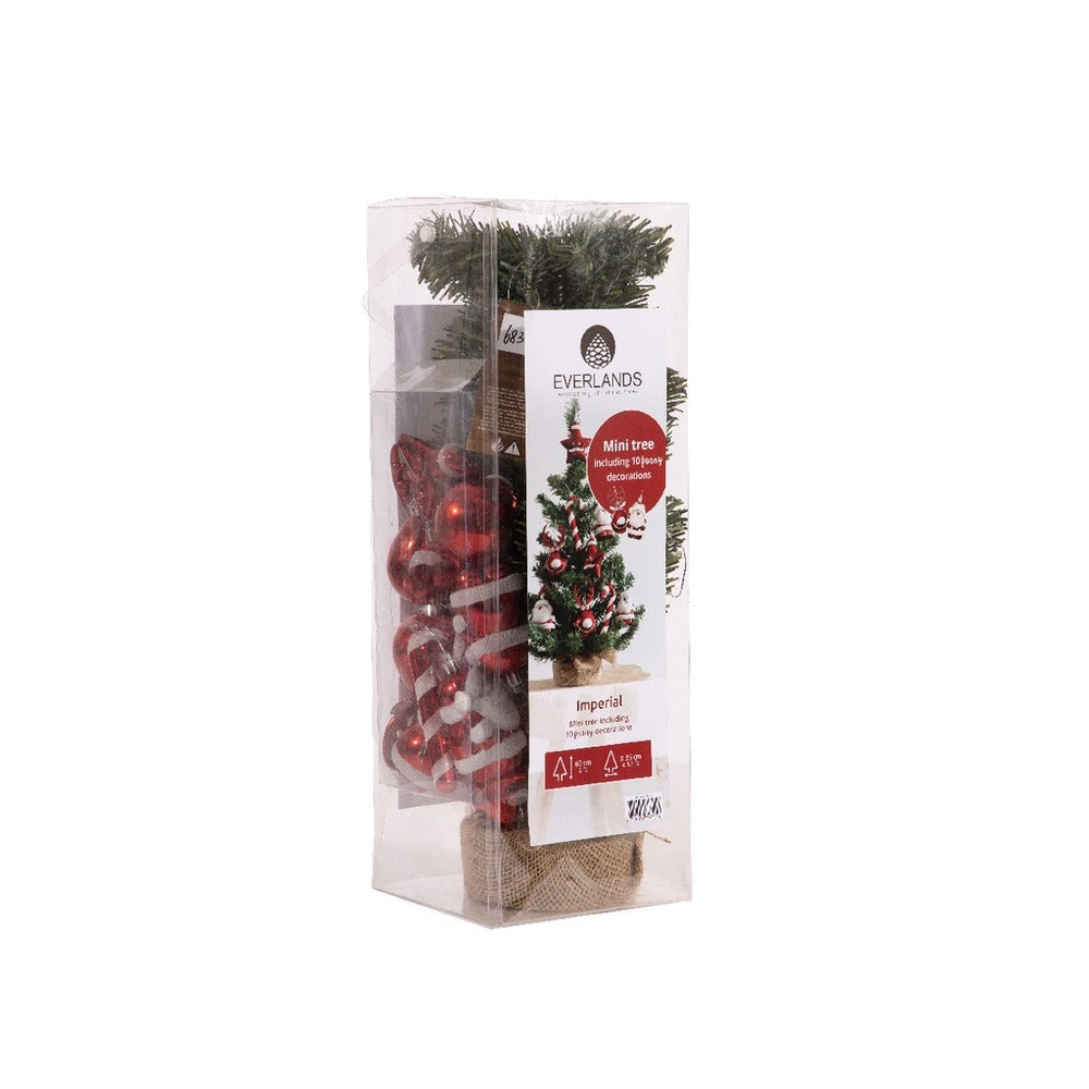 Everlands Imperial Mini Tree 75cm with 20 Shatterproof Decorations - Red