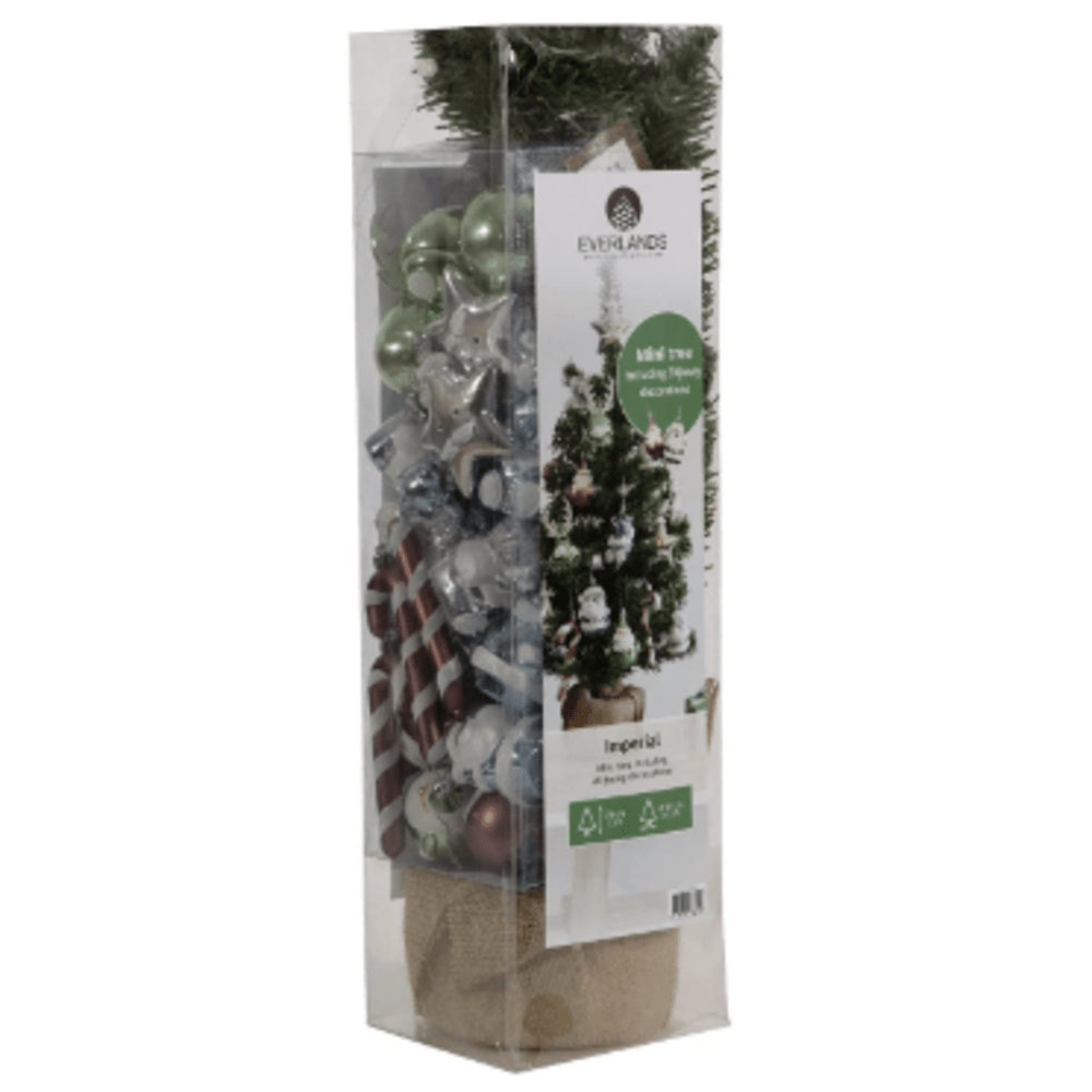 Everlands Imperial Mini Tree 60cm with 10 Shatterproof Decorations - Green