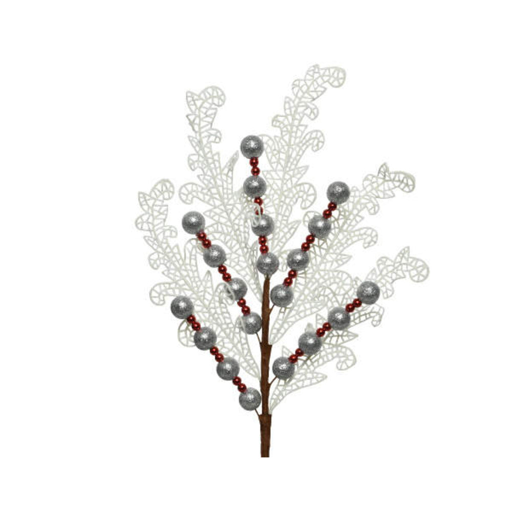 Decoris Plastic Branch Leaves with Berries and Glitter 58cm