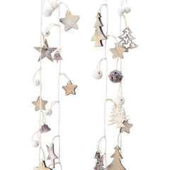 Decoris Garland with Pinecones, Bells and Glitter 120cm - 2 Assorted White