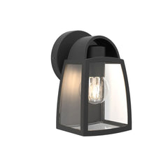 Lutec Kelsey Wall Light with E27 Bulb Holder - Black with Clear Glass