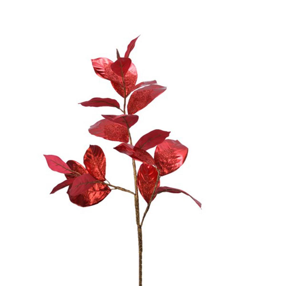 Everlands Metallic Leaf Stem 92cm - Christmas Red