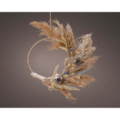 Lumineo BO 20 Led Wreath with Dried Flowers and Plumes 40cm