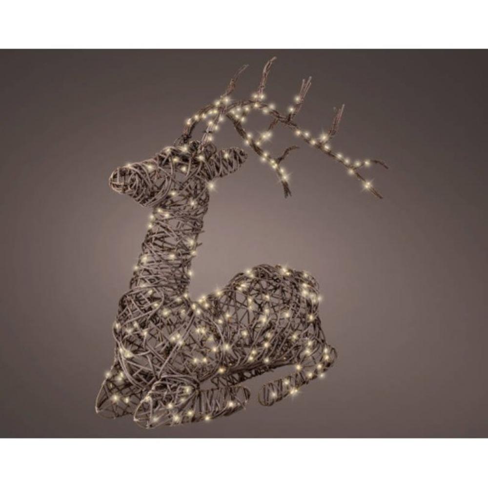 Lumineo 240 Led Wicker Sitting Deer 62cm - Brown/Warm White