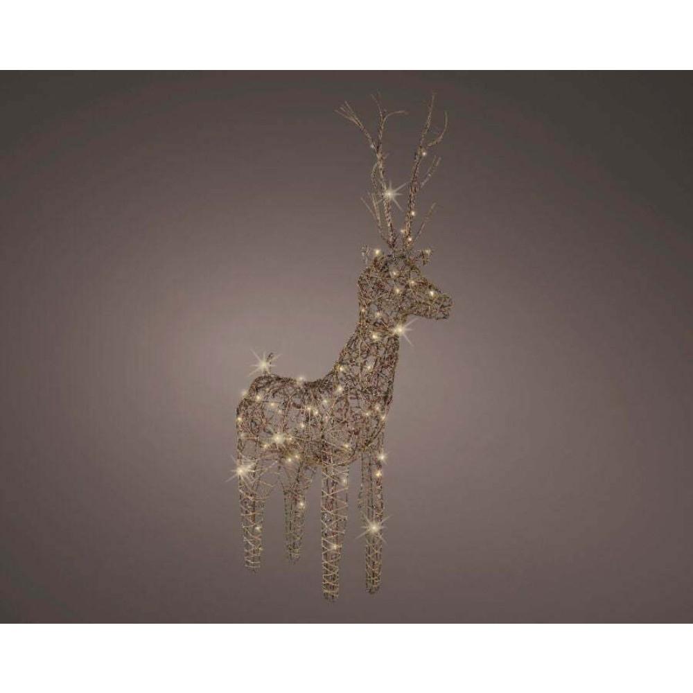 Lumineo Steady 72 Led Wicker Deer 104cm - Brown/Warm White