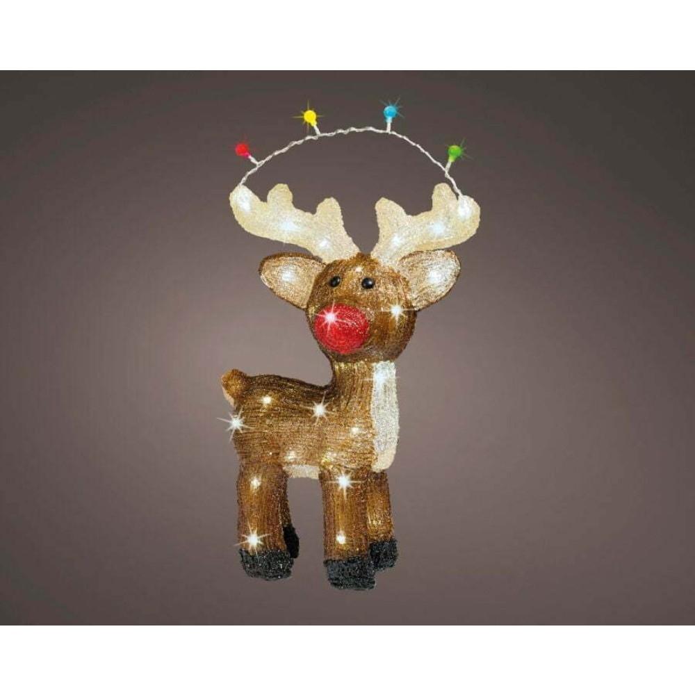 Lumineo 48 Led Acrylic Flashing Reindeer 47cm - Cool White