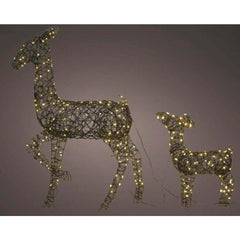 Lumineo Steady 360 Led Wicker Deer with Baby 88cm