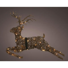 Lumineo 72 Led Wicker Jumping Deer 69cm - Brown/Warm White