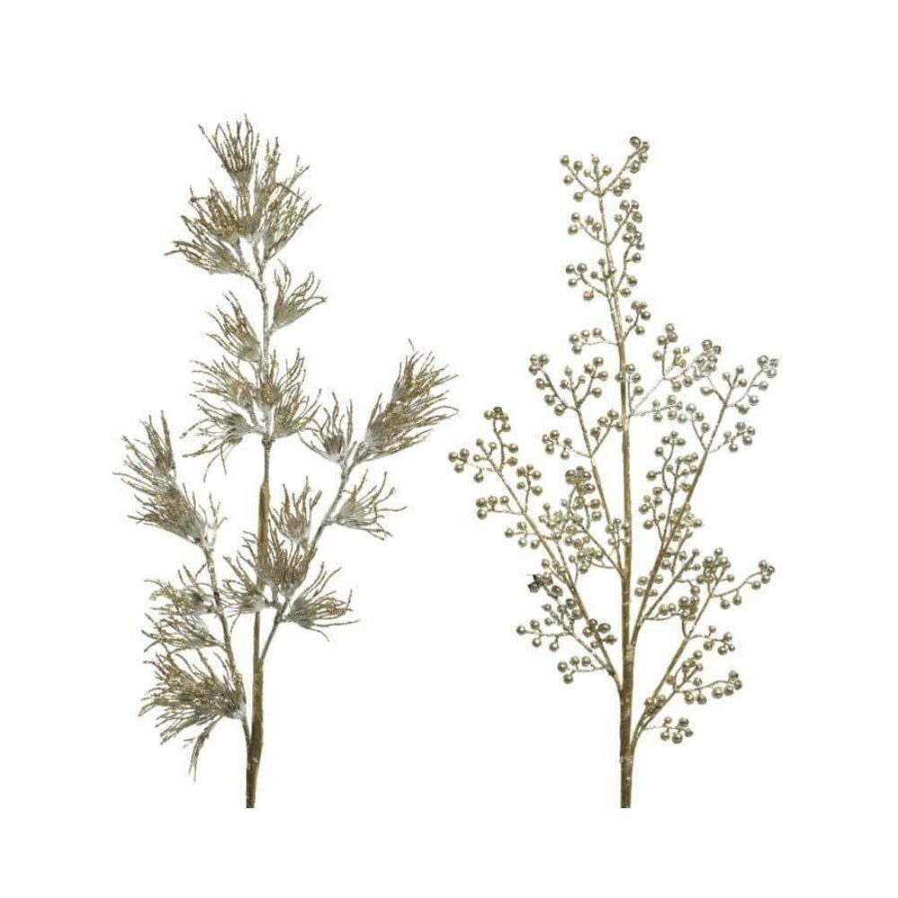 Decoris Spray Branch with Glitter 70cm - 2 Assorted Gold