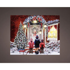 Lumineo BO Canvas Christmas Scenery with Wooden Back 50 x 40cm