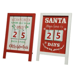 Decoris MDF Advent Calendar on Frame Stand 24cm - 2 Assorted Colours